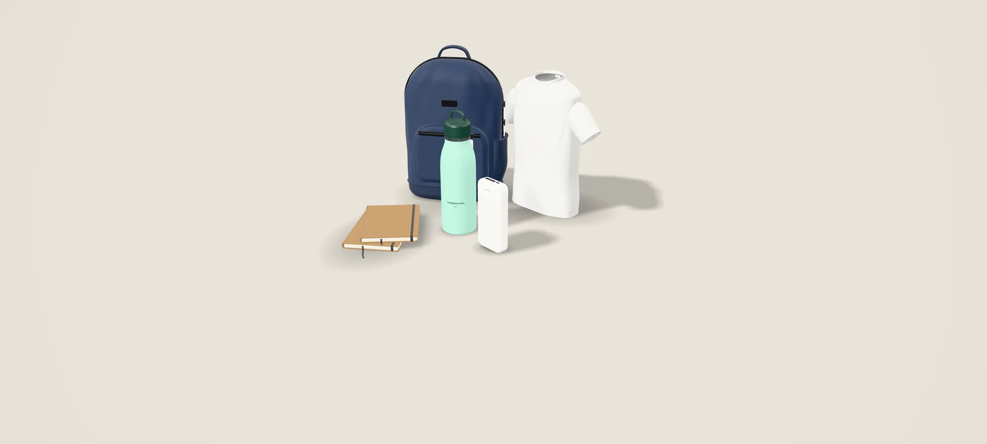 Everyday essentials on a warm neutral backdrop